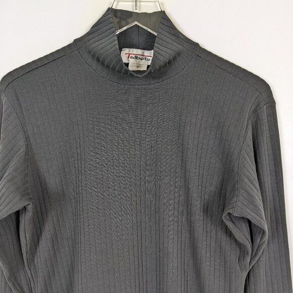 Talbots Black Ribbed Stretch Nylon Turtleneck Shirt Women's Medium Vintage - Picture 2 of 6